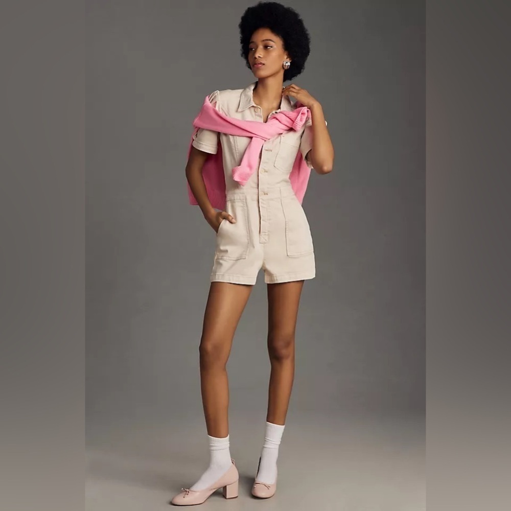 New with tags Anthropologie Kit Utility romper by Pilcro in neutral